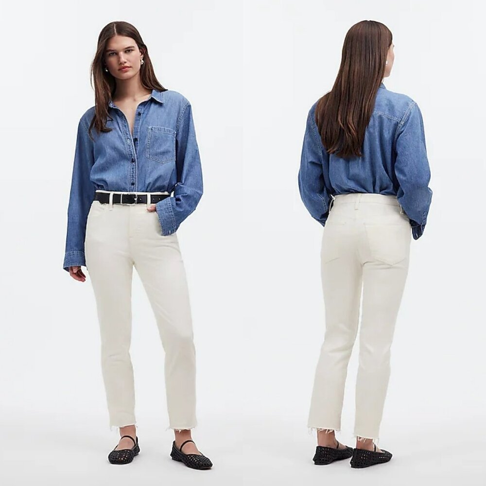 Madewell The Perfect Vintage Jean Tile‎ White Size 23 High Rise Straight Leg